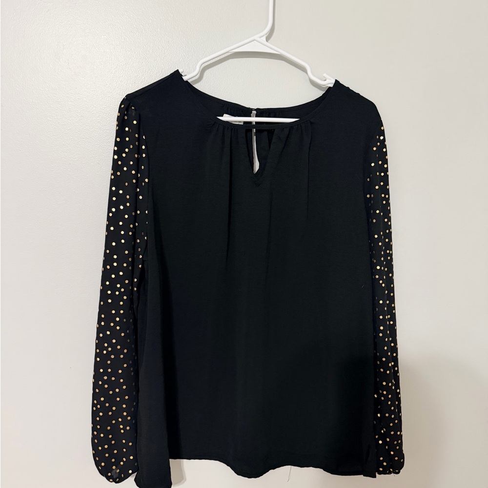 Maurices Black Blouse with Gold Accents